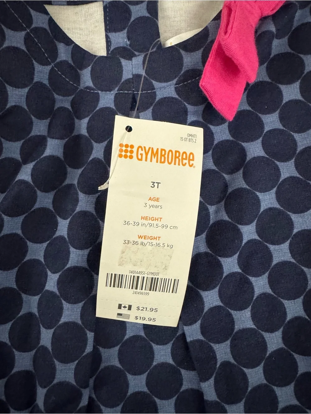 Gymboree Navy Polka Dot Long-Sleeve Dress with Pink Bow